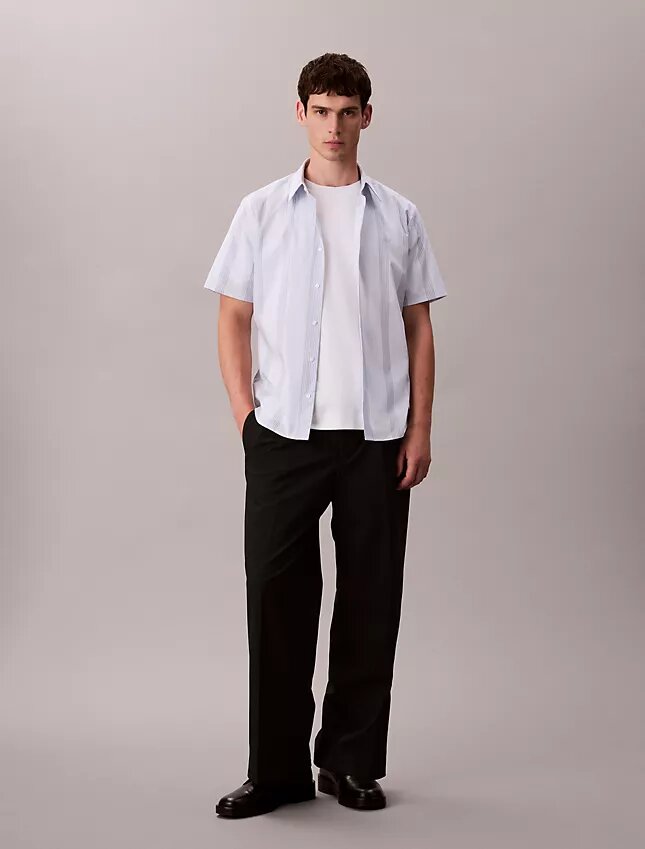 Chemise classique stretch à rayures teintes dans la masse Chemise classique stretch à rayures teintes dans la masse