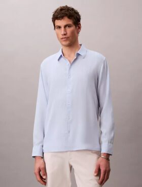 Chemise classique unie en mélange de lin