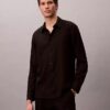 Chemise classique unie en mélange de lin Chemise classique unie en mélange de lin