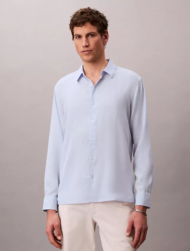 Chemise classique unie en mélange de lin Chemise classique unie en mélange de lin