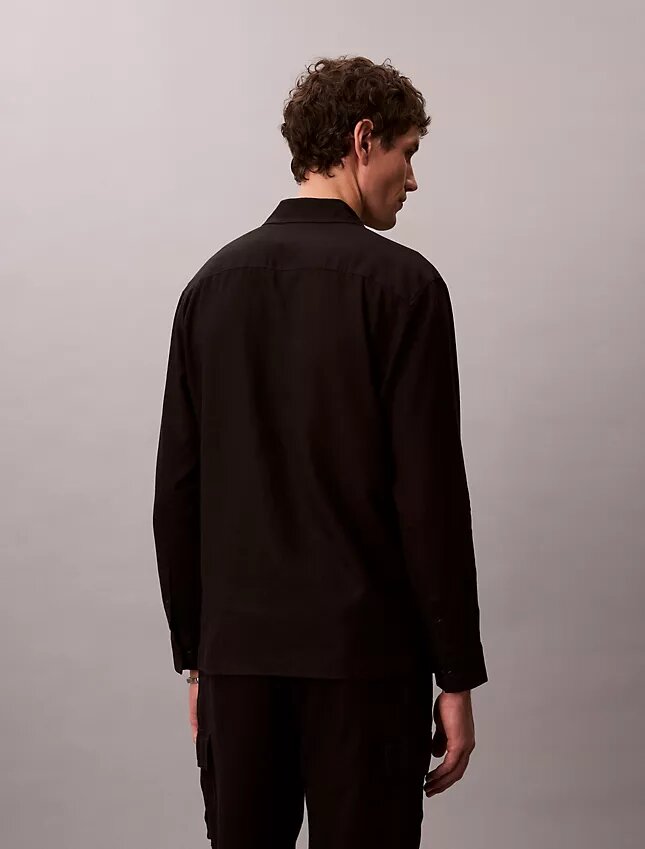 Chemise classique unie en mélange de lin Chemise classique unie en mélange de lin