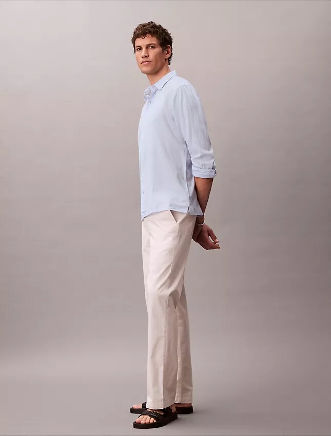 Chemise classique unie en mélange de lin Chemise classique unie en mélange de lin