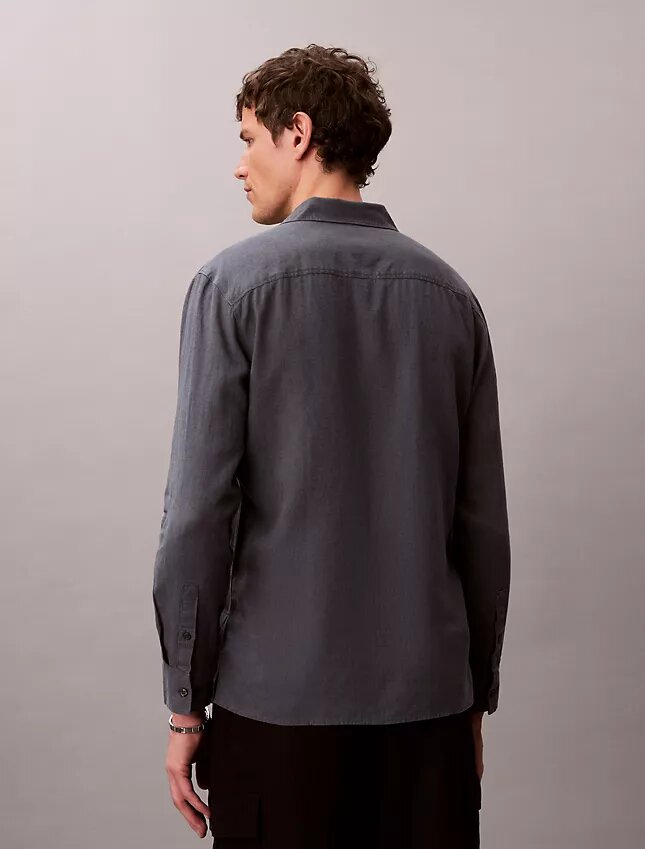 Chemise classique unie en mélange de lin Chemise classique unie en mélange de lin
