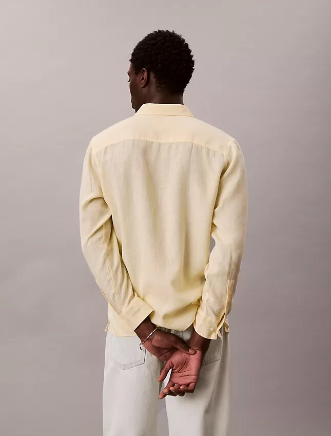 Chemise classique unie en mélange de lin Chemise classique unie en mélange de lin