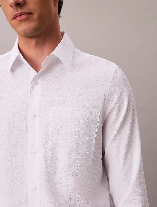 Chemise classique unie en seersucker Chemise classique unie en seersucker