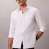 Chemise classique unie en seersucker Chemise classique unie en seersucker