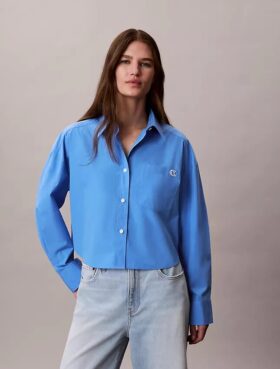 Chemise courte ajustée en popeline de coton