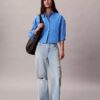 Chemise courte ajustée en popeline de coton Chemise courte ajustée en popeline de coton
