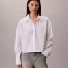 Chemise courte ample boutonnée en popeline Chemise courte ample boutonnée en popeline