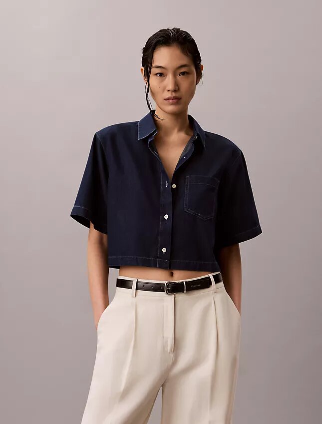 Chemise courte ample en mélange de lyocell Chemise courte ample en mélange de lyocell