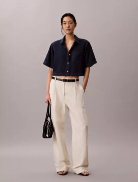 Chemise courte ample en mélange de lyocell