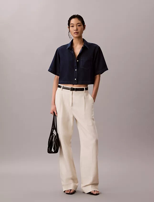 Chemise courte ample en mélange de lyocell Chemise courte ample en mélange de lyocell