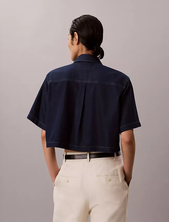 Chemise courte ample en mélange de lyocell Chemise courte ample en mélange de lyocell