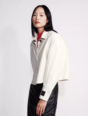 Chemise courte boutonnée en popeline