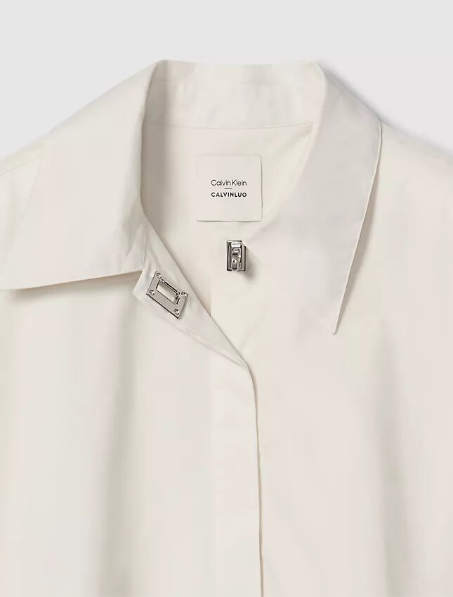 Chemise courte boutonnée en popeline Chemise courte boutonnée en popeline