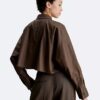 Chemise courte à manches dolman et boutons, coupe décontractée Chemise courte à manches dolman et boutons, coupe décontractée