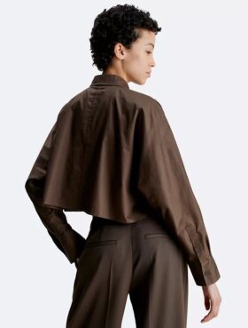 Chemise courte à manches dolman et boutons, coupe décontractée