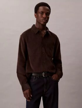 Chemise décontractée en velours côtelé à boutons