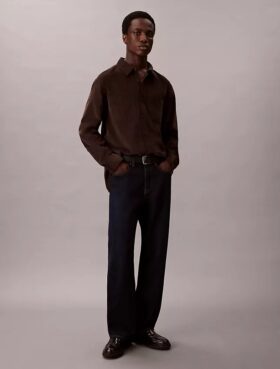 Chemise décontractée en velours côtelé à boutons