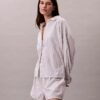 Chemise de nuit ample en popeline de coton à boutons Chemise de nuit ample en popeline de coton à boutons