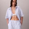 Chemise de nuit ample à manches courtes en popeline de coton Chemise de nuit ample à manches courtes en popeline de coton