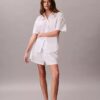 Chemise de nuit ample à manches courtes en popeline de coton Chemise de nuit ample à manches courtes en popeline de coton