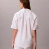 Chemise de nuit ample à manches courtes en popeline de coton Chemise de nuit ample à manches courtes en popeline de coton