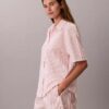 Chemise de nuit ample à manches courtes en popeline de coton Chemise de nuit ample à manches courtes en popeline de coton