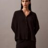 Chemise de nuit boutonnée en viscose tissée Chemise de nuit boutonnée en viscose tissée