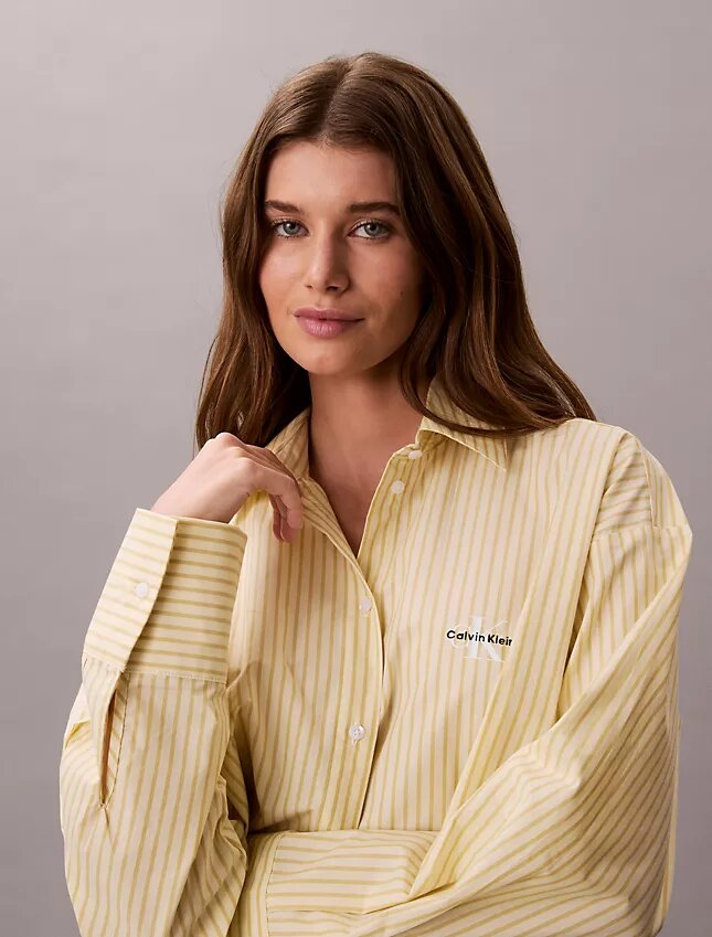 Chemise de nuit courte en popeline de coton Chemise de nuit courte en popeline de coton
