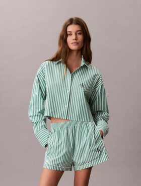 Chemise de nuit courte en popeline de coton