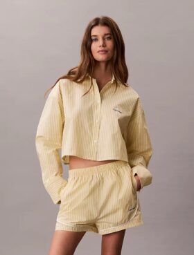 Chemise de nuit courte en popeline de coton