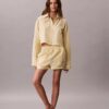Chemise de nuit courte en popeline de coton Chemise de nuit courte en popeline de coton