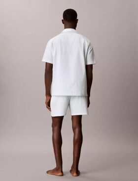 Chemise de nuit décontractée en seersucker à boutons