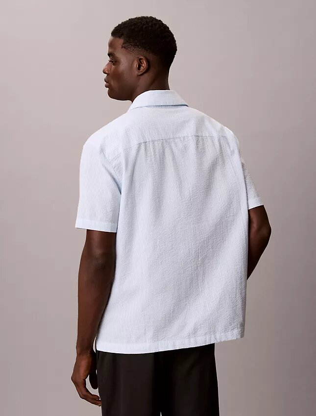 Chemise de nuit décontractée en seersucker à boutons Chemise de nuit décontractée en seersucker à boutons