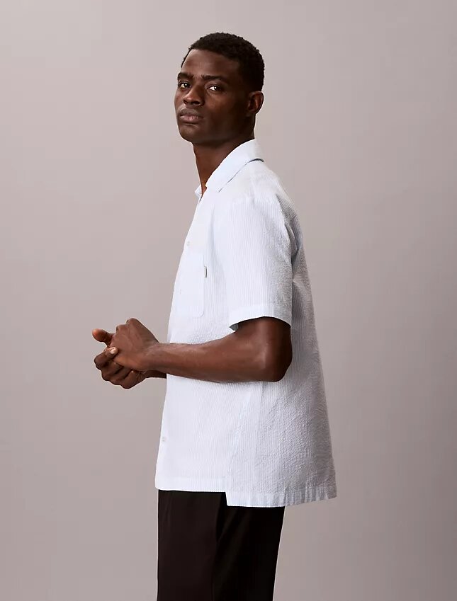 Chemise de nuit décontractée en seersucker à boutons Chemise de nuit décontractée en seersucker à boutons