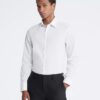 Chemise habillée slim fit en coton à motif chevrons Chemise habillée slim fit en coton à motif chevrons