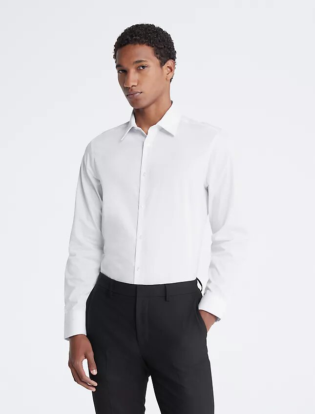 Chemise habillée slim fit en coton à motif chevrons Chemise habillée slim fit en coton à motif chevrons