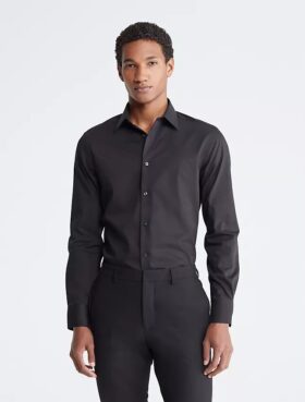 Chemise habillée slim fit en coton à motif chevrons