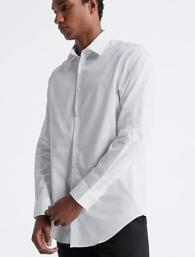 Chemise habillée slim fit en coton à motif chevrons Chemise habillée slim fit en coton à motif chevrons