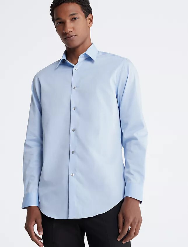 Chemise habillée slim fit en coton à motif chevrons Chemise habillée slim fit en coton à motif chevrons