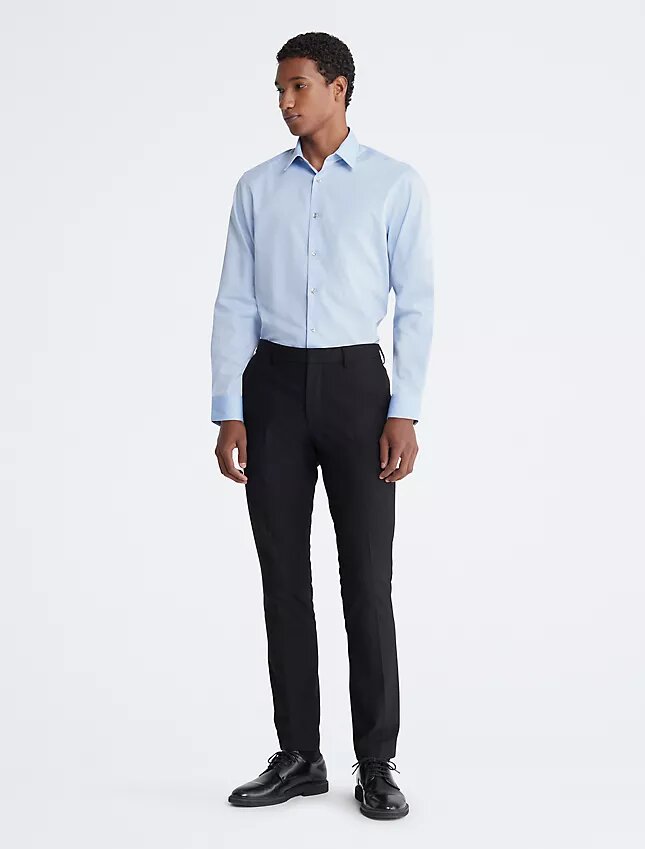 Chemise habillée slim fit en coton à motif chevrons Chemise habillée slim fit en coton à motif chevrons
