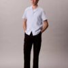 Chemise à manches courtes boutonnée en lin et coton Chemise à manches courtes boutonnée en lin et coton