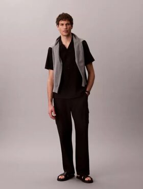 Chemise à manches courtes boutonnée en lin et coton