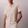 Chemise à manches courtes boutonnée en lin et coton Chemise à manches courtes boutonnée en lin et coton