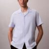 Chemise à manches courtes boutonnée en lin et coton Chemise à manches courtes boutonnée en lin et coton