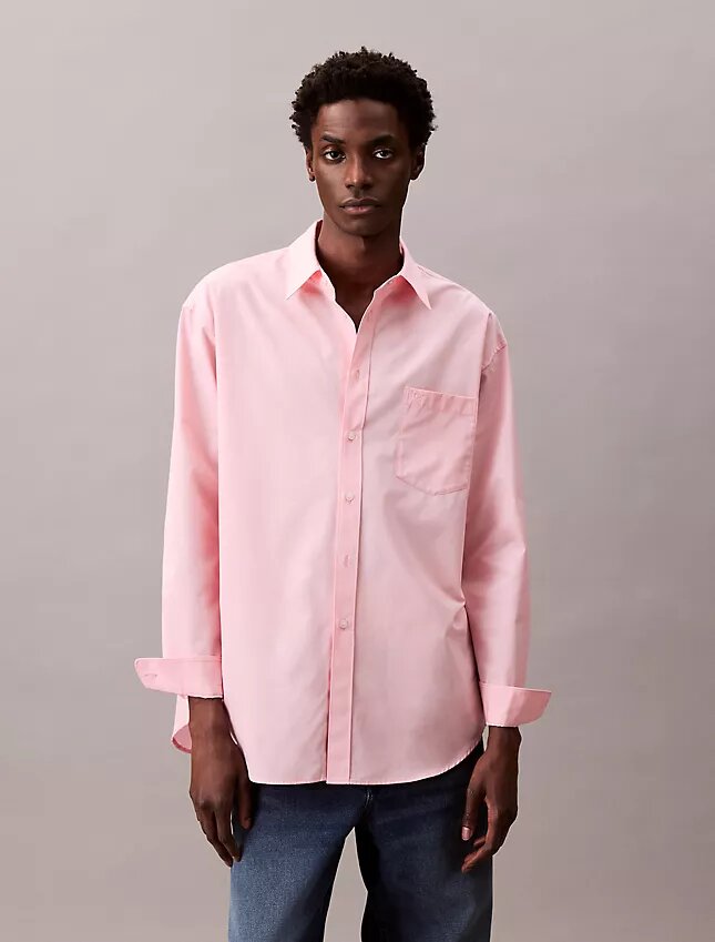 Chemise oversize en popeline de coton boutonnée Chemise oversize en popeline de coton boutonnée
