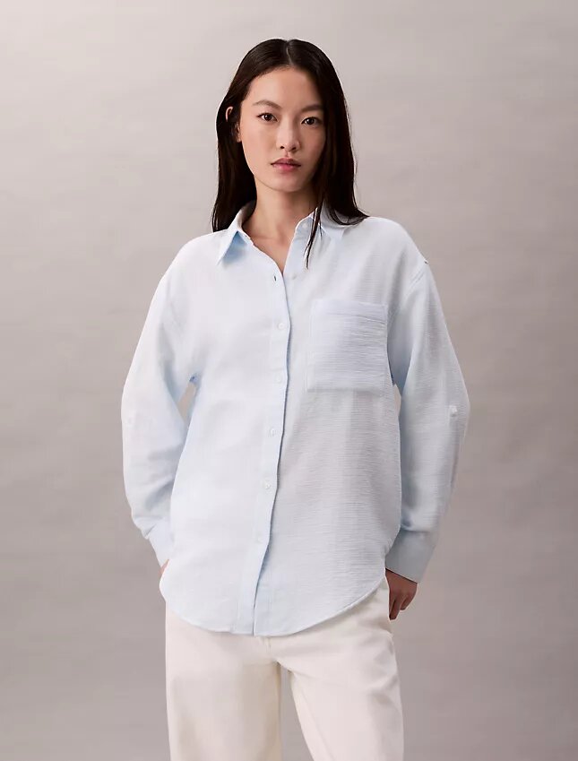 Chemise à pattes de boutonnage en double gaze Chemise à pattes de boutonnage en double gaze