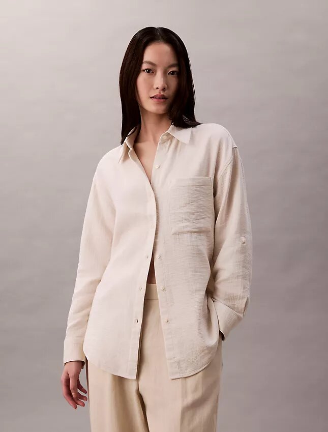 Chemise à pattes de boutonnage en double gaze Chemise à pattes de boutonnage en double gaze