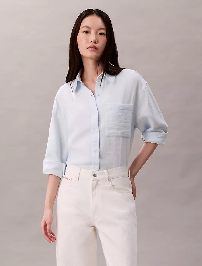 Chemise à pattes de boutonnage en double gaze Chemise à pattes de boutonnage en double gaze
